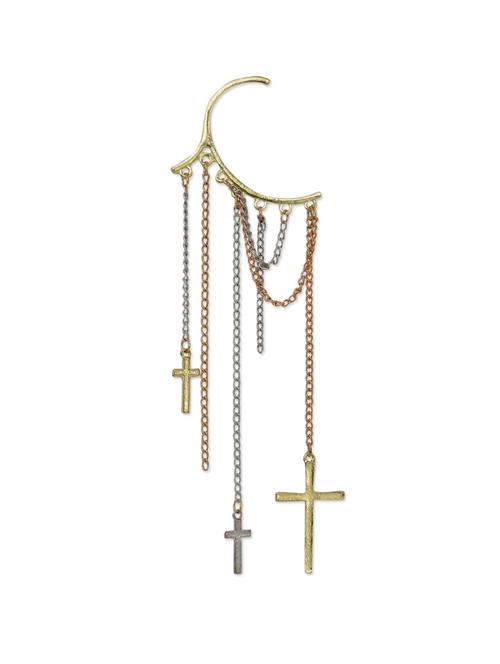 two tone tassel cross earcuff (single) - 909149 - Very Small Image - 1