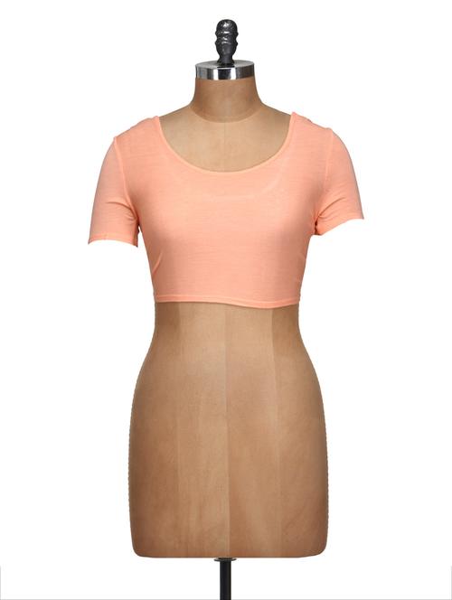 Plain viscose peach crop top - 913819 - Very Small Image - 1