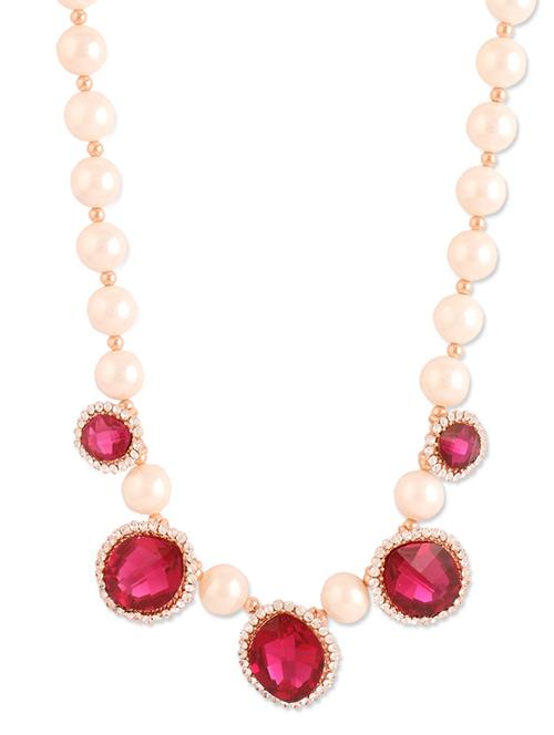 Fuchsia crystal stones and pearl single line princess - 915603 - Very Small Image - 1