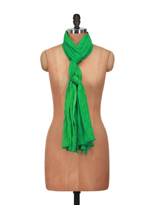 Leaf Green Chiffon Dupatta - 920123 - Very Small Image - 1