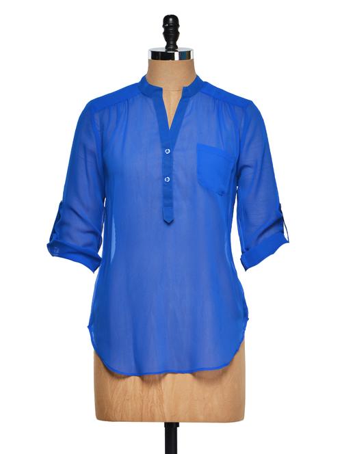 sheer blue georgette top - 922212 - Very Small Image - 1