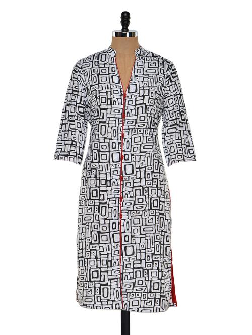 monochrome cotton straight kurta - 926805 - Very Small Image - 1