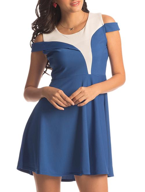 blue solid skater dress - 926857 - Very Small Image - 1