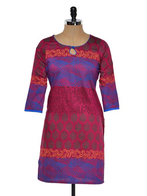 lovely pink printed kurta - 927190 - Very Small Image - 1