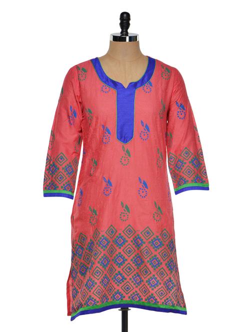 lovely pink printed kurta - 927218 - Very Small Image - 1