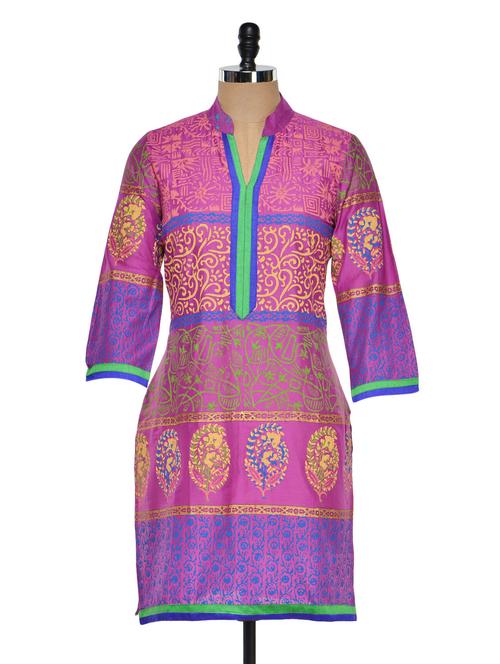 lovely purple printed kurta - 927219 - Very Small Image - 1