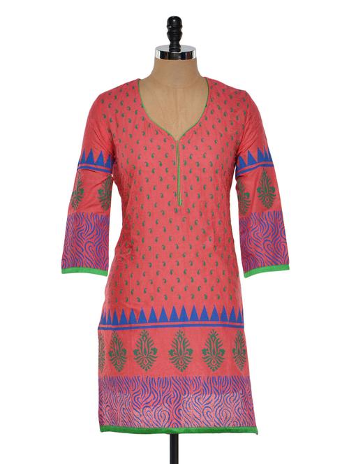 lovely pink printed kurta - 927226 - Very Small Image - 1