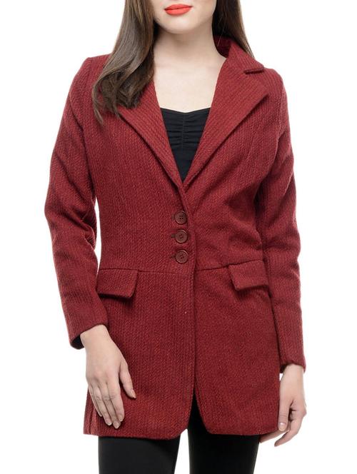 trendy maroon coat - 929130 - Very Small Image - 1