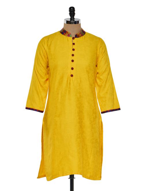 bright yellow kurta with buttons at front - 929135 - Very Small Image - 1
