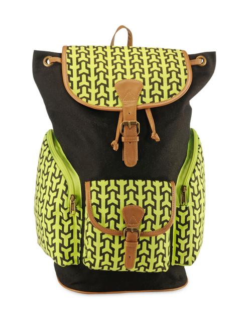 black and lime printed canvas backpack - 931379 - Very Small Image - 1