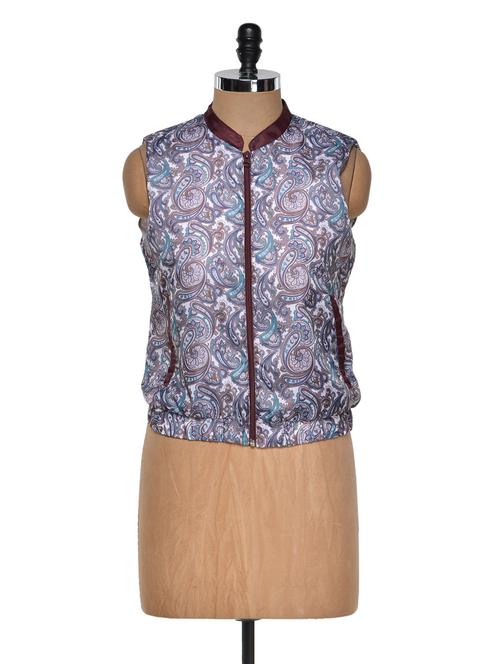 White And Brown Sleeveless Jacket - 934120 - Very Small Image - 1