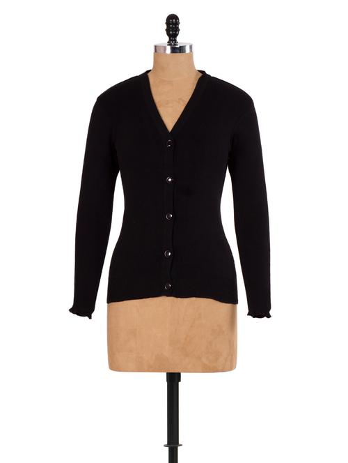 solid black knitted cardigan - 937222 - Very Small Image - 1