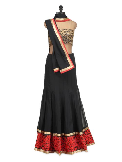 Black Georgette Lehenga - 937518 - Very Small Image - 1
