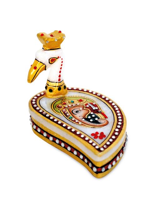 peacock chopra with ganesha motif and kundan work - 940030 - Very Small Image - 1