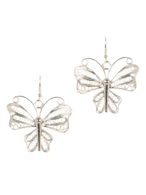 elegant silver butterfly earrings - 945845 - Very Small Image - 1