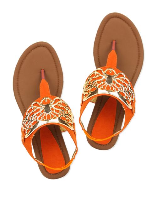 orange leatherette sandals - 948562 - Very Small Image - 1
