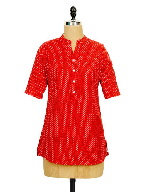 red polka dots printed tunic - 949039 - Very Small Image - 1