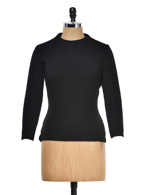 solid black round neck pullover - 950237 - Very Small Image - 1