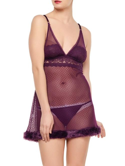 deep purple babydoll with thong - 951234 - Very Small Image - 1