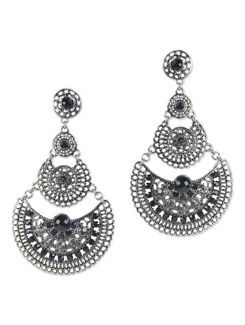 onyx black silver metallic earrings - 954253 - Very Small Image - 1