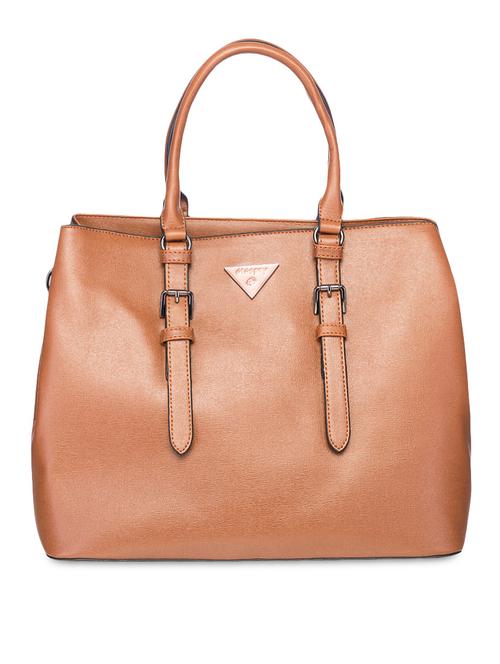 solid brown leatherette handbag - 9545947 - Very Small Image - 1