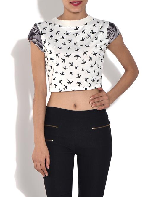 white printed crop top - 9546726 - Very Small Image - 1