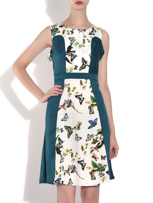 white lycra printed dress - 9546736 - Very Small Image - 1