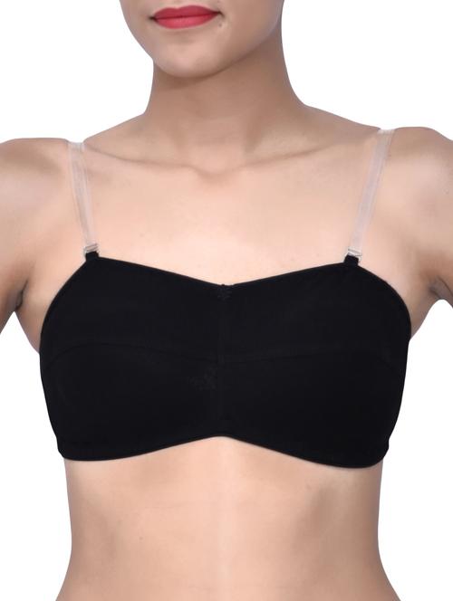black cotton plain bra - 9547413 - Very Small Image - 1