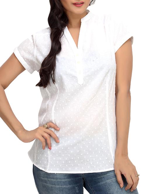 white cotton short sleeves top - 9548315 - Very Small Image - 1