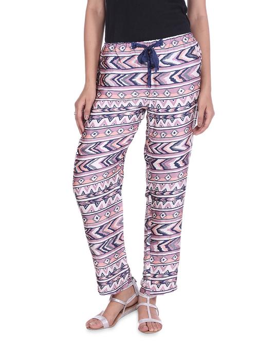 pink aztec printed silk trousers - 9552386 - Very Small Image - 1
