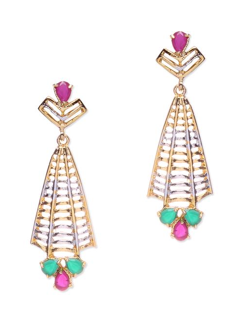 dual toned stone embellished earrings - 9552803 - Very Small Image - 1