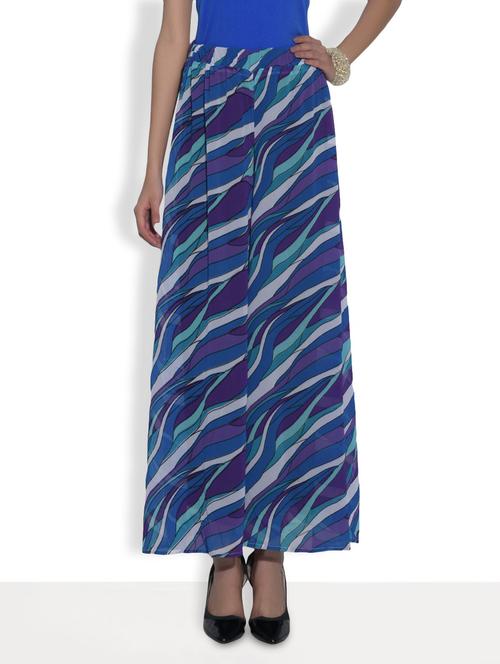 blue polyester printed palazzo - 9553169 - Very Small Image - 1