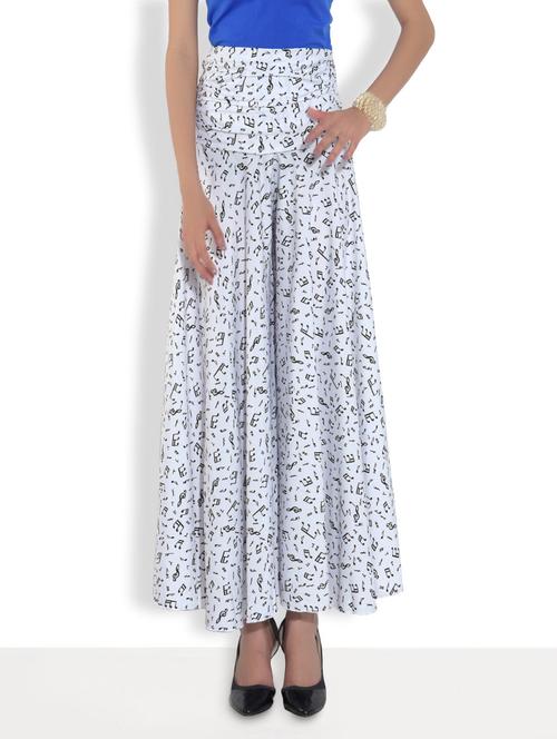 white polyester printed palazzo - 9553173 - Very Small Image - 1