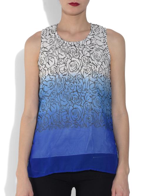 blue printed sleeveless top - 9553208 - Very Small Image - 1