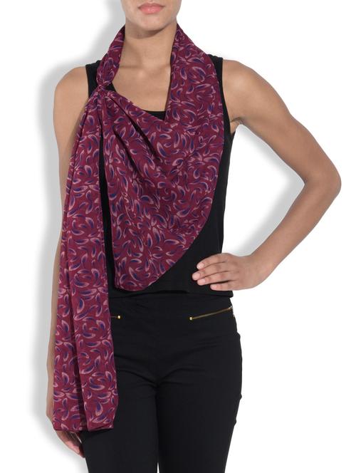 purple polyester printed scarf - 9553229 - Very Small Image - 1