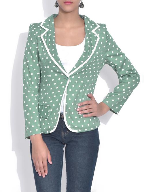 sage green polka dot printed blazer - 9553286 - Very Small Image - 1