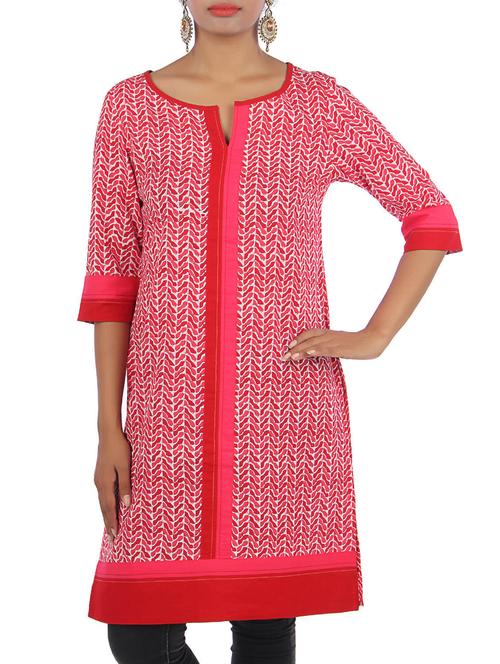 pink cotton straight kurta - 9553302 - Very Small Image - 1