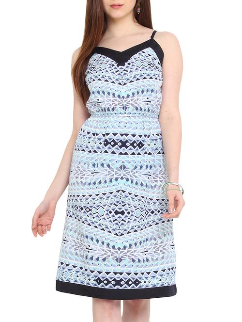 Geometric Printed Blue and Black Dress - 9554487 - Very Small Image - 1