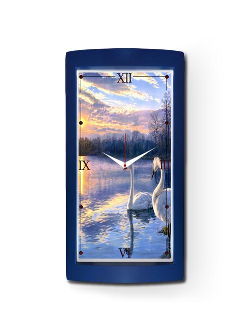 blue high grade plastic white swan rectangular wall clock - 9555414 - Very Small Image - 1