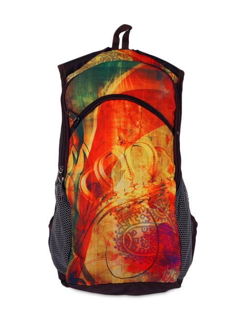brown printed polyester backpack - 9556469 - Very Small Image - 1
