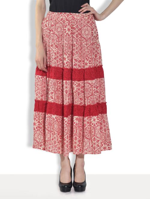 red printed cotton skirt - 9556630 - Very Small Image - 1