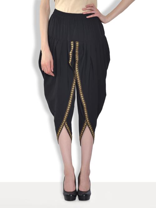solid black cotton dhoti pants - 9556651 - Very Small Image - 1