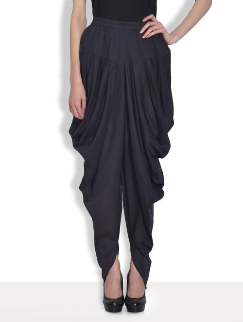 solid black cotton dhoti pants - 9556659 - Very Small Image - 1