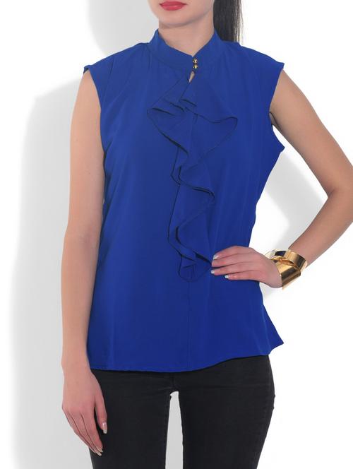 blue solid sleeveless top - 9557401 - Very Small Image - 1