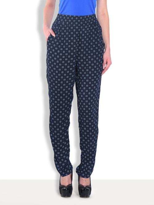 bluei-coloured cotton regular fit trousers - 9557435 - Very Small Image - 1