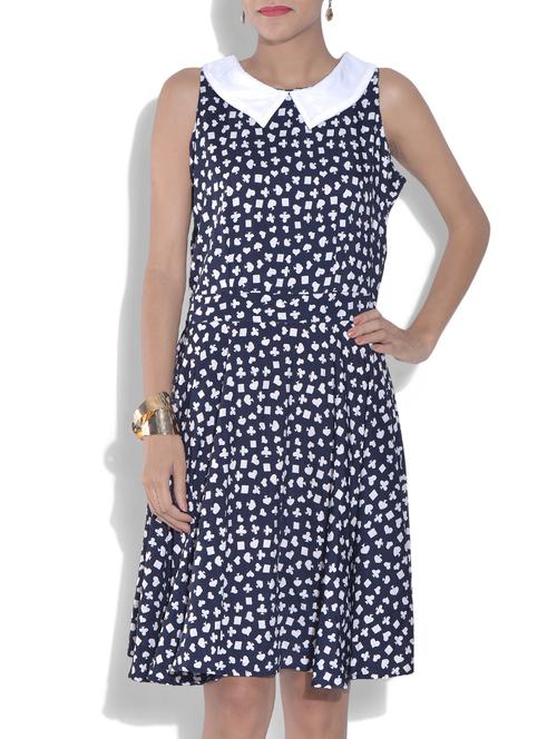 blue and white net printed maxi dress - 9557946 - Very Small Image - 1