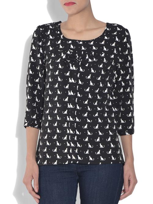 black cotton printed top - 9557961 - Very Small Image - 1
