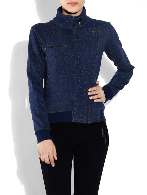 solid navy blue cotton jacket - 9557981 - Very Small Image - 1