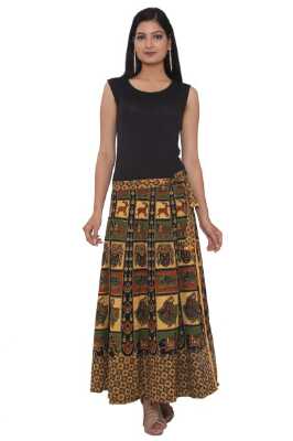 amber multi color cotton maxi wrap around skirt - 9563473 - Very Small Image - 1