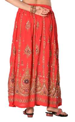 amber handcrafted block printed sequin work long skirt - 9563517 - Very Small Image - 1
